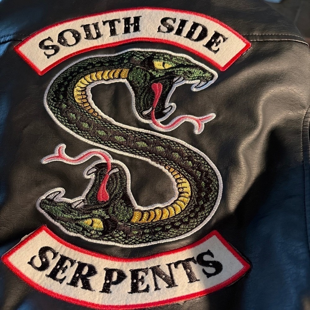 Riverdale South Side Serpents Embroidered Patches On Vinyl Jacket